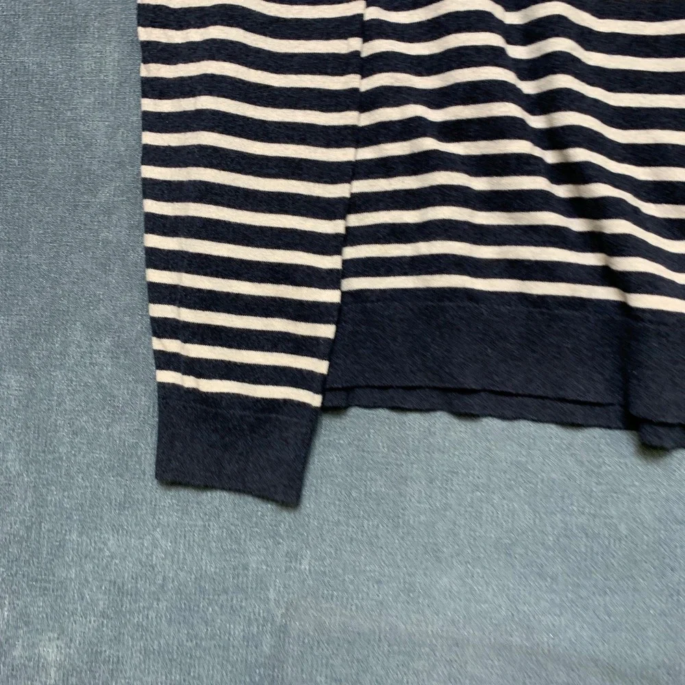 Banana Republic Premium Luxe Yarn Crew Sweater Mens XL Navy White Striped Casual